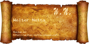 Welter Netta névjegykártya